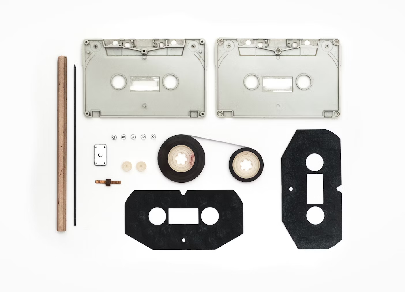 Elementos de una cinta de cassette.