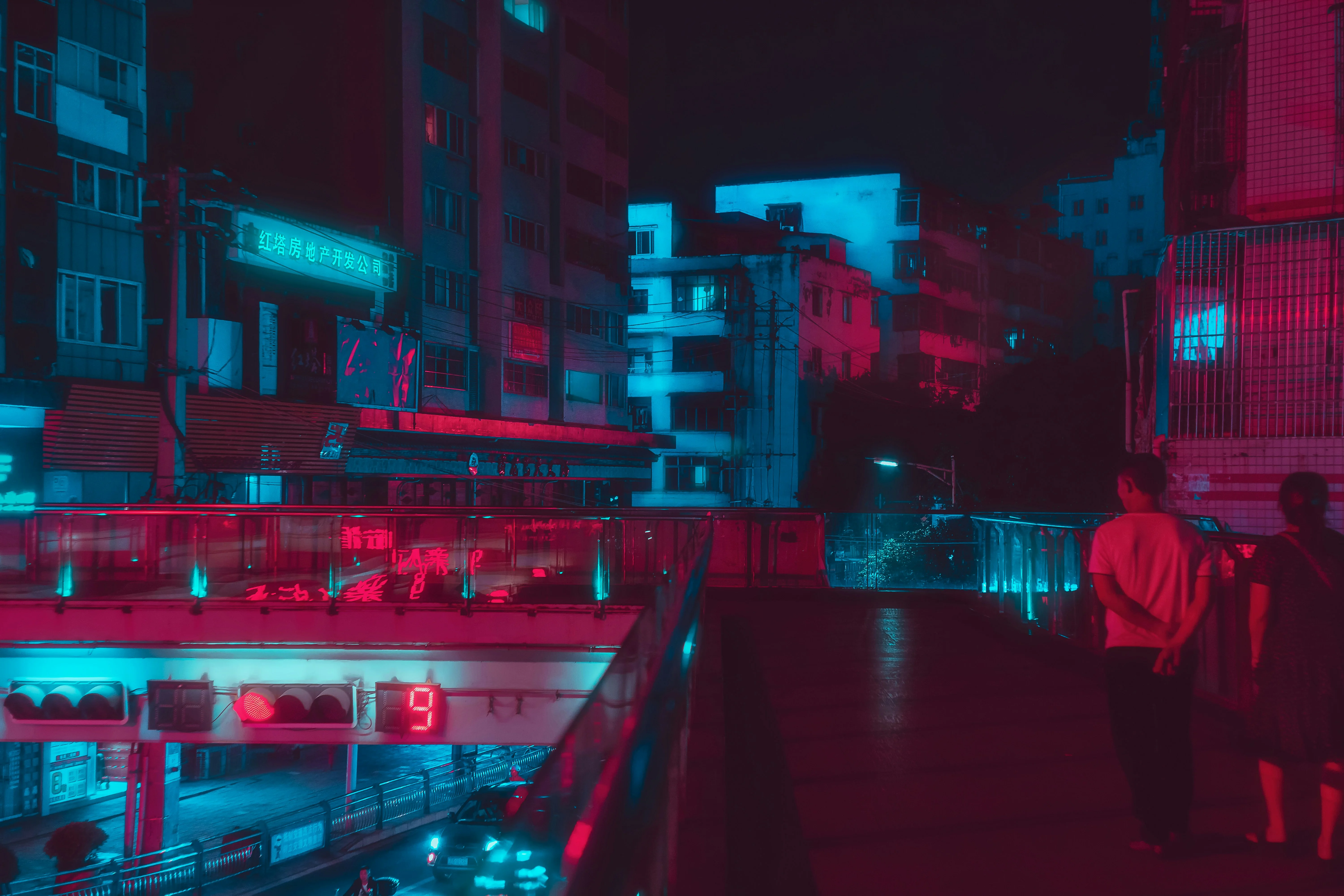 Paisaje urbano retro futurista,