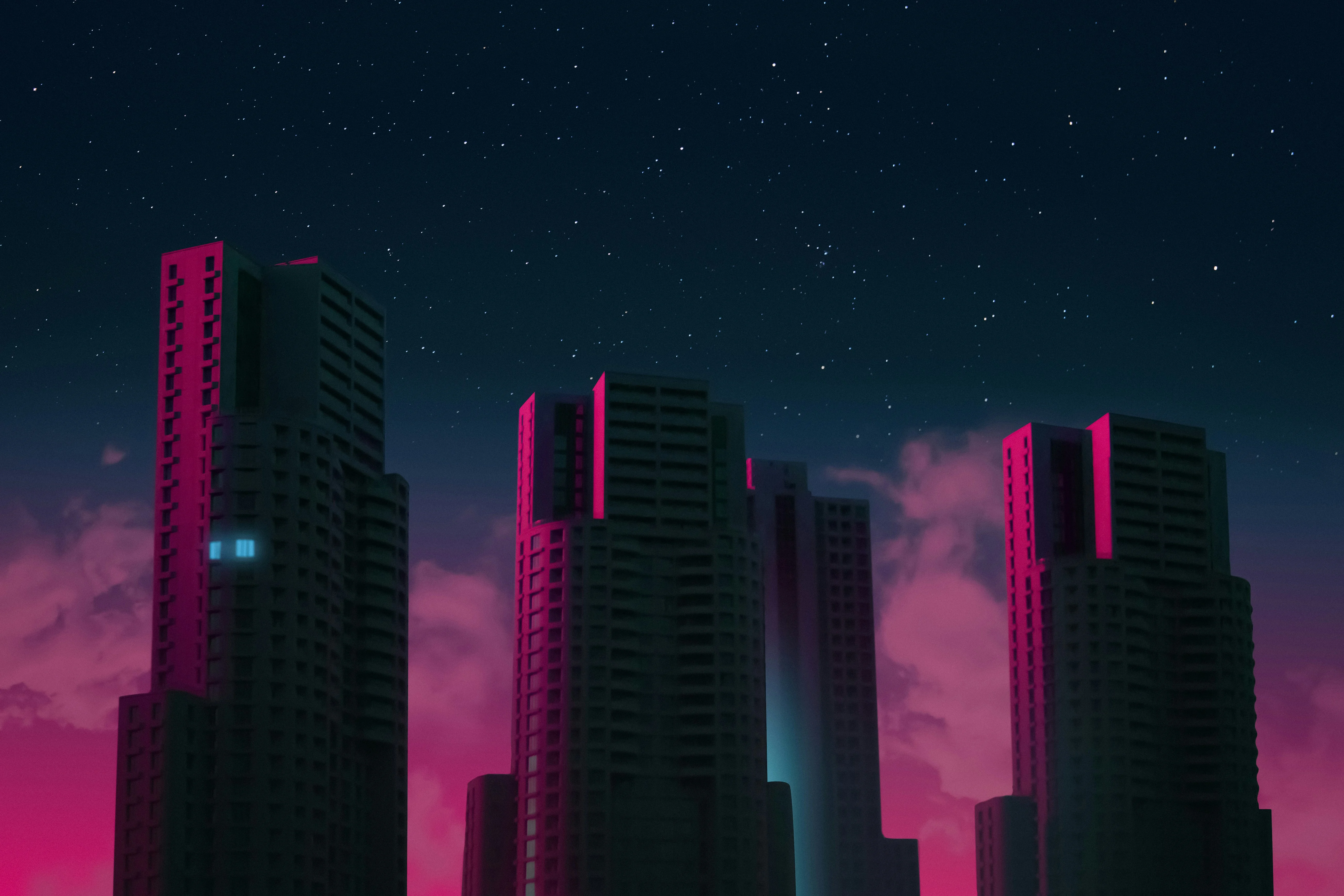 Edificios retro futuristas.