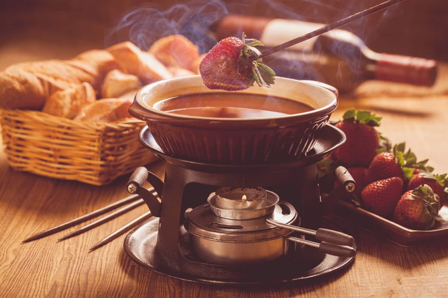 postres calientes fondue dulce