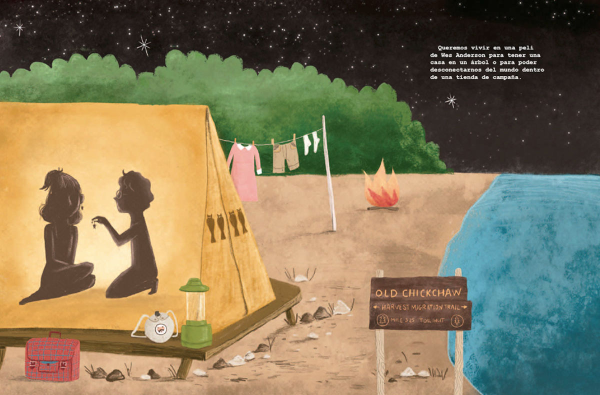 Ilustración del libro sobre Wes Anderson de la ilustradora Nuria Díaz