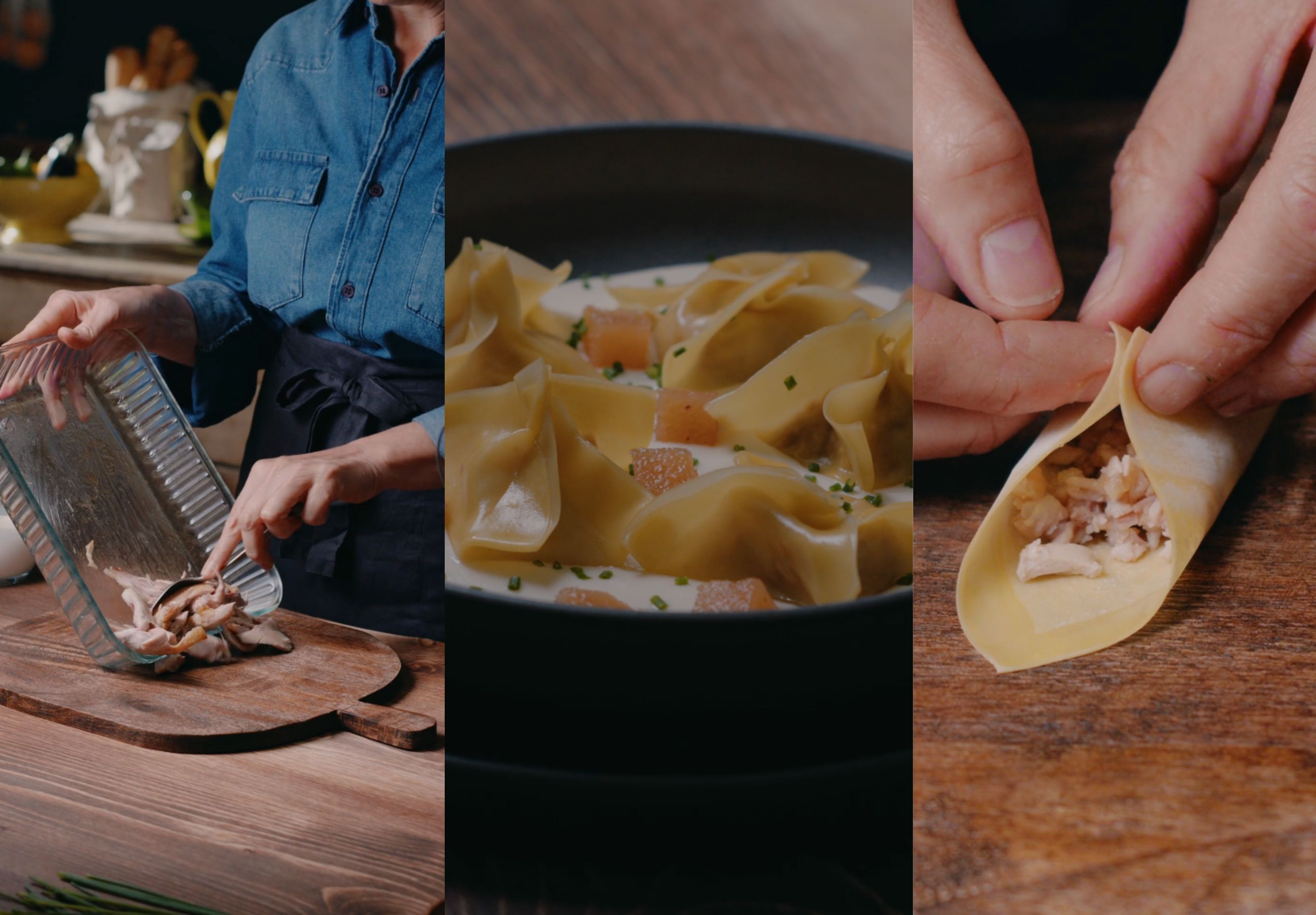 Ravioli relleno de pollo y membrillo con salsa de Idiazábal: el sabor del campo a la mesa